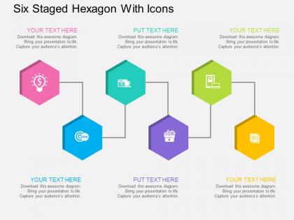 Qo six staged hexagon with icons flat powerpoint design