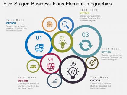 Qq five staged business icons element infographics flat powerpoint design