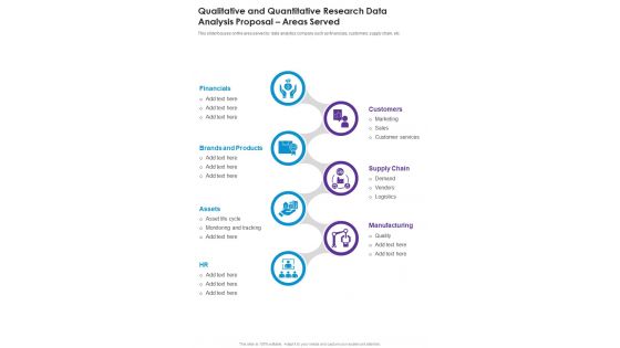 Qualitative And Quantitative Research Data Analysis Areas Served One Pager Sample Example Document