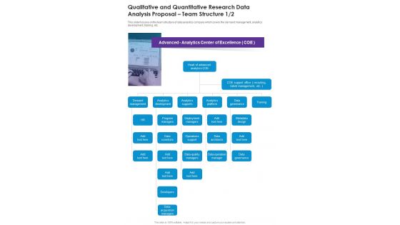 Qualitative And Quantitative Research Data Analysis Team Structure One Pager Sample Example Document