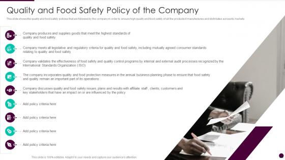 Quality and food safety policy of the company corporate governance guidelines structure company