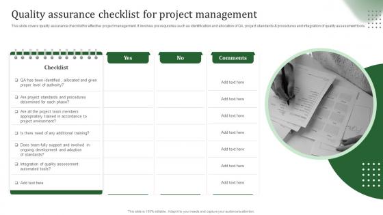 Quality Assurance Checklist Implementing Effective Quality Improvement Strategies Strategy SS