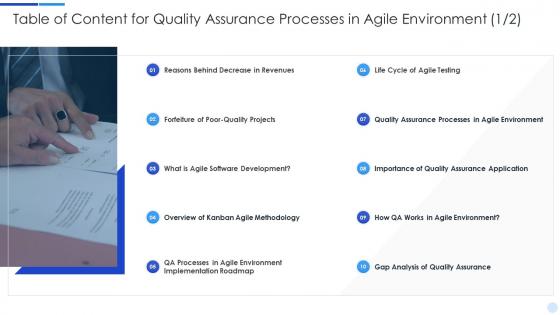 Quality assurance processes in table of content ppt slide ppt slides professional