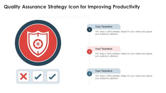 Quality Assurance Strategy Icon For Improving Productivity