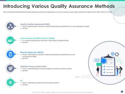 Quality control engineering introducing various quality assurance methods ppt layouts brochure