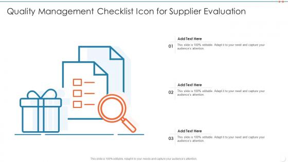 Quality management checklist icon for supplier evaluation