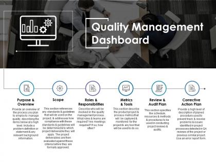 Quality management dashboard ppt model graphics