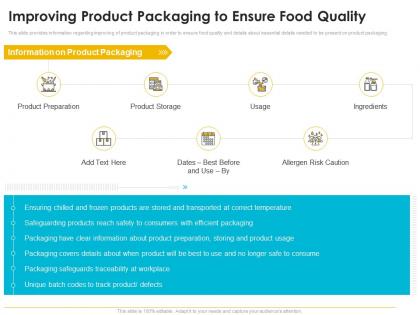 Quality management journey food processing firm improving product packaging to ensure food quality