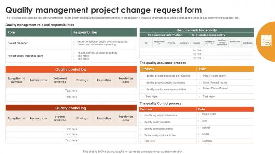 Quality Management Project Change Request Form