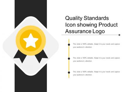 Quality standards icon showing product assurance logo