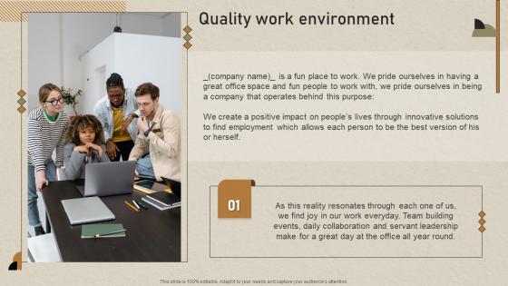 Quality Work Environment Guidebook For Corporate Staff Ppt Microsoft