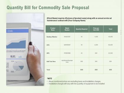 Quantity bill for commodity sale proposal ppt powerpoint presentation infographic