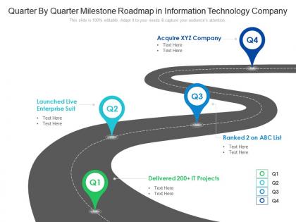 Quarter by quarter milestone roadmap in information technology company