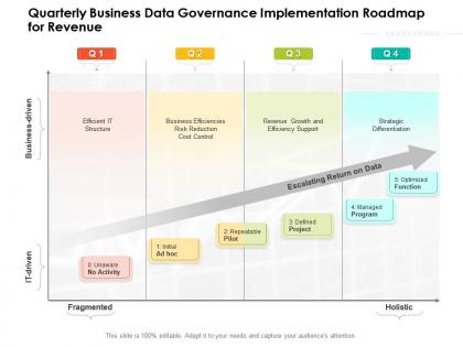 Quarterly business data governance implementation roadmap for revenue