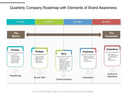 Quarterly company roadmap with elements of brand awareness