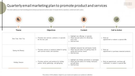 Quarterly Email Marketing Plan To Promote Improving Client Experience And Sales Strategy SS V