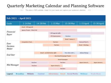 Quarterly marketing calendar and planning software