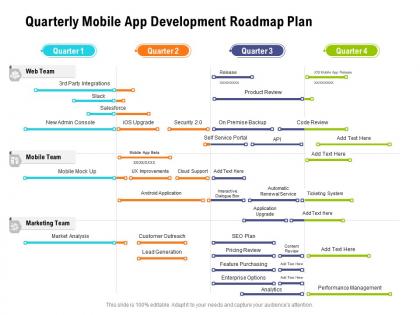 Quarterly mobile app development roadmap plan