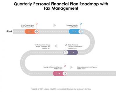 Quarterly personal financial plan roadmap with tax management