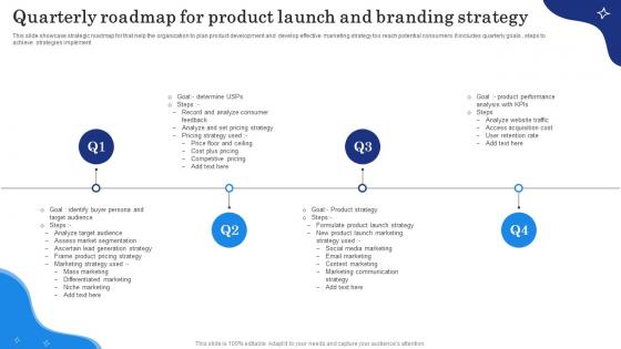 Quarterly Roadmap For Product Launch And Branding Strategy
