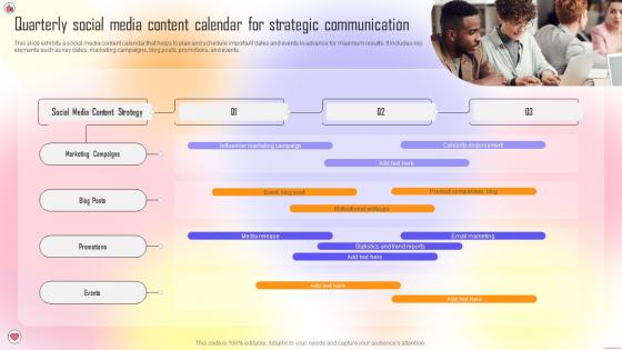 Quarterly Social Media Content Calendar For Strategic Communication