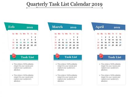 Quarterly task list calendar 2019