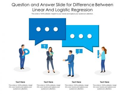 Question and answer slide for difference between linear and logistic regression infographic template