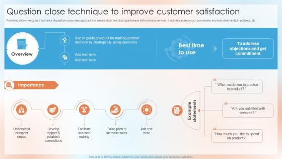 Question Close Technique To Improve Customer Satisfaction Top Sales Closing Techniques SA SS