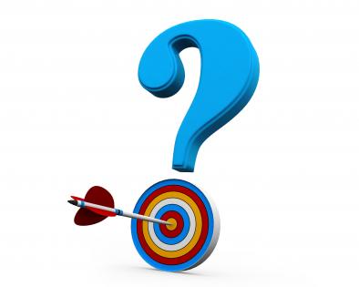 Question mark and target with arrow for business stock photo