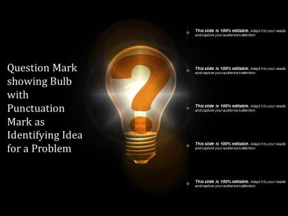 Question mark showing bulb with punctuation mark as identifying idea for a problem