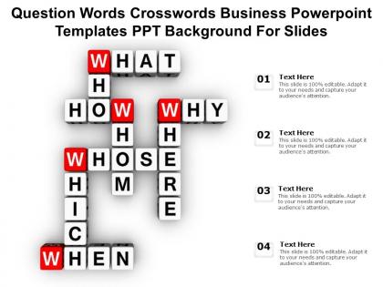 Question words crosswords business powerpoint templates ppt background for slides