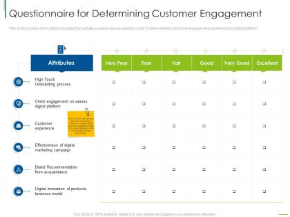 Questionnaire for determining digital customer engagement ppt template