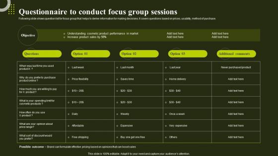 Questionnaire To Conduct Focus Group Sessions Environmental Analysis To Optimize
