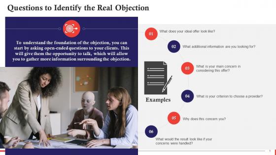 Questions To Uncover Real Objection In Sales Training Ppt