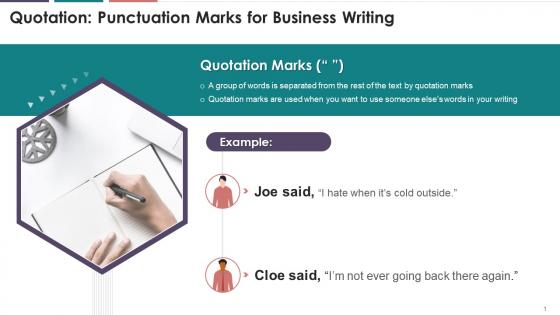Quotation Punctuation Marks For Business Writing Training Ppt
