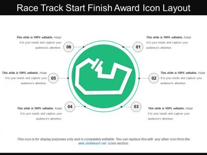 Race track start finish award icon layout