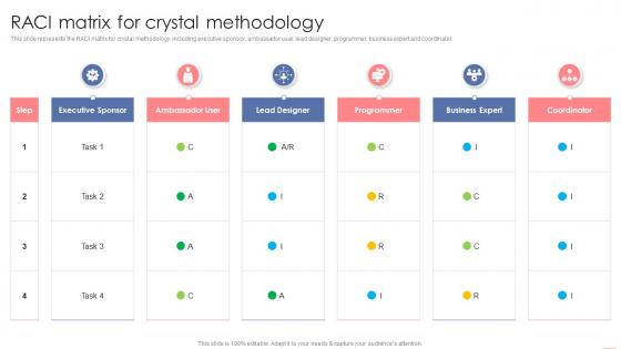 RACI Matrix For Crystal Methodology Agile Crystal Methodology IT