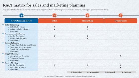 RACI Matrix For Sales And Marketing Planning