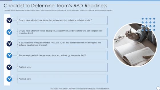 RAD Model Checklist To Determine Teams RAD Readiness Ppt Powerpoint Presentation Master