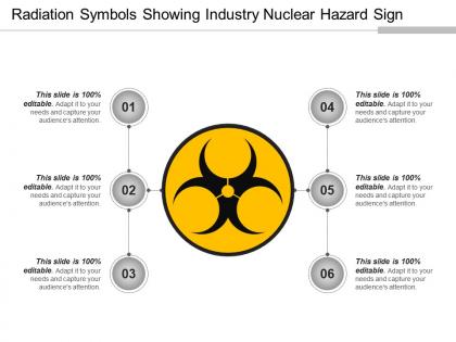 Radiation symbols showing industry nuclear hazard sign ppt summary
