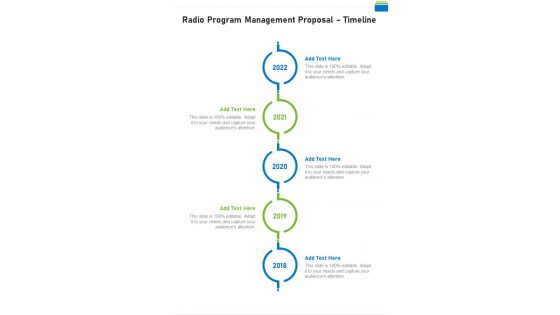 Radio Program Management Proposal Timeline One Pager Sample Example Document