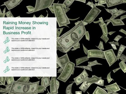 Raining money showing rapid increase in business profit