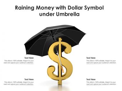 Raining money with dollar symbol under umbrella