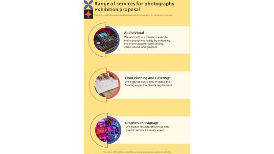 Range Of Services For Photography Exhibition Proposal One Pager Sample Example Document