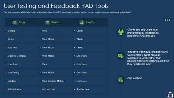 Rapid application development it user testing and feedback rad tools