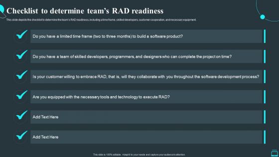 Rapid Application Development Methodology Checklist To Determine Teams Rad Readiness