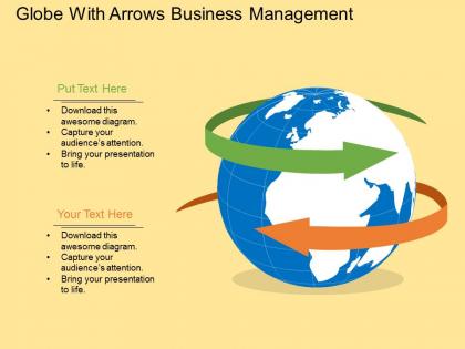 Rc globe with arrows business management flat powerpoint design