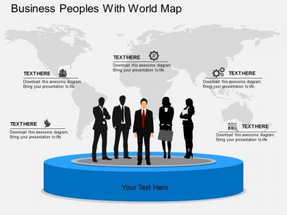 Rd business peoples with world map flat powerpoint design