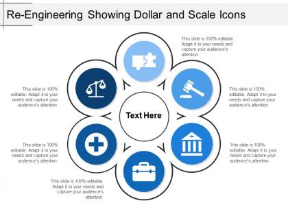 Re engineering showing dollar and scale icons