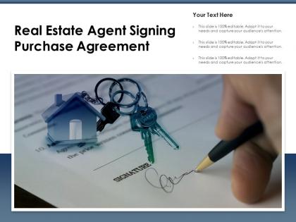 Real estate agent signing purchase agreement